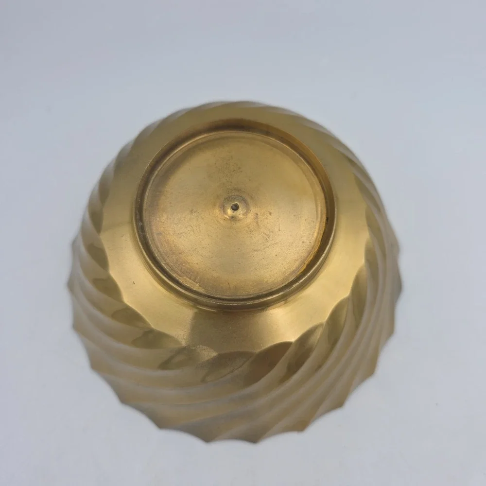 Vintage 70s‎ Curved Wave Heavy Brass Bowl Trinket Dish 1970 India